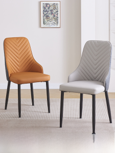 Nordic Style Leather Dining Chair Modern Simplicity Casual Restaurant Iron Art Table Chair Home Use Soft Padded Backrest Included