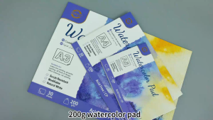 Watercolor Sketchbook 200 GSM Single-Sided Cold-Pressed Texture 30 Sheets A3/A4/A5 Sizes Premium Wood Pulp Paper Professional Artist Drawing Pad for Watercolor Painting