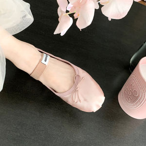 Ballet Flat Shoes Womens New 2025 Fairy Tale Style Butterfly Knot Low Cut Single Shoes Comfortable Rubber Sole round Toe