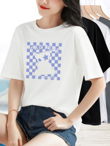 Ice Sensation round Neck Short Sleeve T-Shirt Women Loose Ageless Belly Covering Half Sleeve Body Shirt Large Size Top