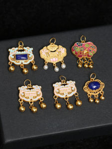 S925 Sterling Silver Gold-Plated Enamel Burnt Blue Safe and Sound All Year round Lively Cute Lock of Good Wishes Pendant Baby Silver Jeweleries Pendant