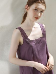 XEXZ | Pure Cotton Embroidered Womens Nightgown Summer New Style Sweet Home Clothes Square Collar Mid-Length Dress Sleepwear