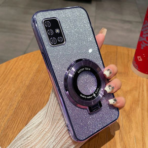 Luxurious Gradient Sparkling Powder Magnetic Attraction Silicone Case for Samsung Galaxy A51 Ultra-Thin Transparent Soft Shell Anti-Fall Protection