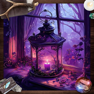 VIKAMA 2/4PC Secret Realm Candlelight Tarot Tablecloth Wisteria Firefly Forest Bedroom Study Guesthouse Decoration