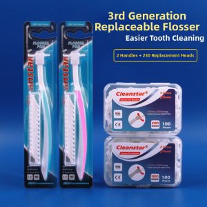 Replaceable Extra Fine Floss Pick Long Handle