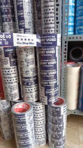 1 cuộn băng keo Kuromi màu Tím in chữ thank you quay video đánh giá 5 sao hàng dễ vỡ