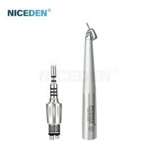 NICEDEN Dental 45 Degree Mini Head High Speed Hand-piece Fiber Optic LED Coupling Air Turbine Hand Piece X450L