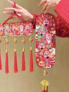 Colorful Painted Relief Tassel Hanging Decoration Five Road Wealth God Housewarming Wall Hanging Entrance Door Ornament Peace Joy