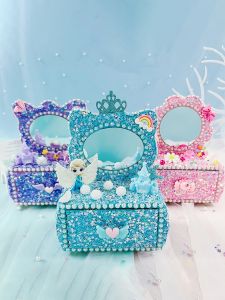 Hộp Đựng Đồ Thủ Công DIY Cho Trẻ Em Vải EVA Vật Liệu Bàn Trang Điểm Công Cụ Làm Đồ Chơi Giáo Dục Cho Bé Gái