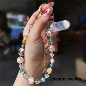 Shiny Crystal Beads Mobile Phone Strap Design Trendy Bracelet Bag Charm Anti-Loss Handheld Chain New Arrival 2025