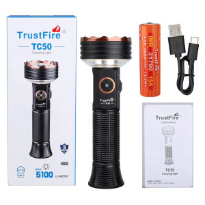 TrustFire | Trustfire TC50 5100LM Rechargeable Tactical Flashlight Torch Unified Spot/Flood Lighting Warning Light Mood Light for Camping