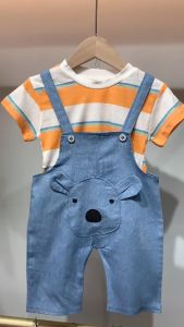TREEHOUSE baby outfit set Summer casual striped short-sleeved top + overalls two-piece set cute boy and girl clothing set
