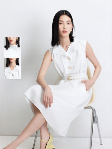 Vero Moda | Đầm Jean Không Tay Có Cổ Hai Chiều Và Đai Lưng Tháo Dỡ Mới Hè