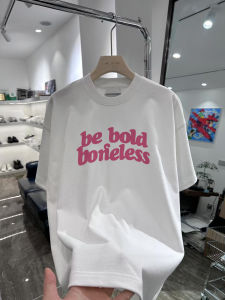 Áo Thun Cotton Tay Ngắn in Chữ Màu Hồng Thời Trang Thường Ngày Mùa Hè Cho Nam Cổ Tròn Rộng Rãi Thoáng Khí Thoải Mái