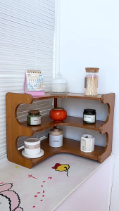 2/3layer Bamboo Table Stand Corner Rack Shelf Simple Wooden Desktop Storage Shelves Racks Organiser