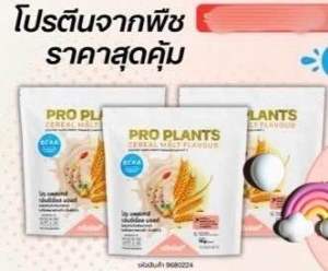 (3 ห่อ+ของแถม)โปรตีนสร้างกล้ามเนื้อ โปรตีนจากพืช 6 ชนิด เจ มังสวิรัต สายวีแกน PRO PLANTSโปรแพลน กลิ่นซีอรียล มอลต์