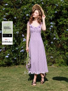 3COLOUR·S | Purple Plaid Halter Flared Dress M