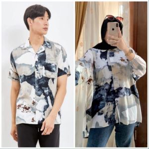 KEMEJA COUPLE MOTIF ABSTRAK / KEMEJA WANITA CEWEK MOTIF / KEMEJA PRIA COWOK MOTIF HAWAI