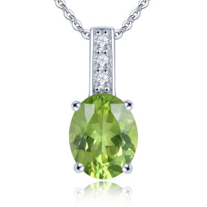 Lohaspie Jewelry Genuine 2.8 Carats Solid Sterling Silver 925 Pendant Original Natural Peridot Pendant Necklace For Women Silver Original 925 Peridot Pendant For Women Jewelry