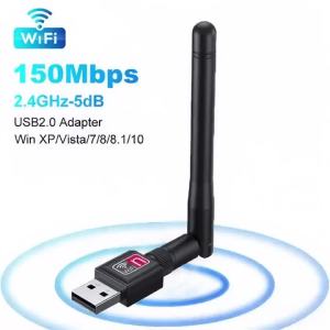 kebidumei | 150Mbps Mini USB WiFi Adapter 2.4GHz with Antenna USB Wireless Network Card 802.11n/g/b Ethernet USB Dongle LAN PC WiFi Receiver
