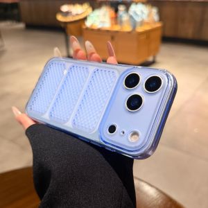 AO.HU | Heat Dissipation Thin Clear Blue Phone Case for Multiple iPhone Models Soft Silicone