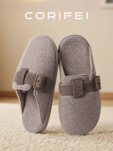 Dép Đi Trong Nhà Mùa Thu Đông Chống Trượt Đơn Giản Cho Nam Dép Đi Trong Nhà Bằng Vải Cotton Pha Trộn Đế Cao Su TPR