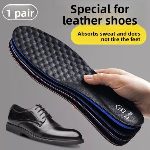 LINGMIAO | Moisture Absorbing Odor Preventing Shock Absorbing Leather Insoles for Men