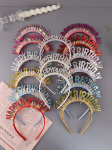 Happy Birthday Crown Hairband Party Atmosphere Girls Adult Womens Hairband Decorative Cake Hat Festive Celebration Supplies