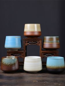 Handmade Ceramics Tea Cup Master Cup Gongfu Tea Set Single Cup Vintage Drinking Cup Tea Bowl Milk Cup Thick Earthenware