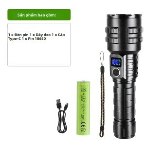 Đèn Pin LED Siêu Sáng 9900000000 Lumen Sạc Lại Được Di Động Cổng USB C Siêu Sáng Dùng Cho Ngoài Trời Trường Hợp Khẩn Cấp Chống Nước