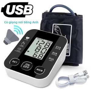 Máy Đo Huyết Áp Cánh Tay Kỹ Thuật Số Có Giọng Nói Tiếng Anh Đo Nhịp Tim Máy Đo Huyết Áp Y Tế Cho Cánh Tay