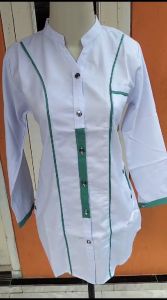 Atasan Santri Putih Lis: Bahan Katun Nyaman & Desain Simpul Elegan