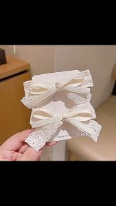 F4 Jepit Rambut Pita Bordir Renda Aksesoris Wanita Sweet Lace Bow Alligator Clips HDEL001