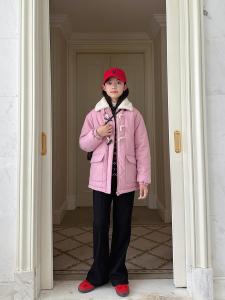 Gugumini Kids Cotton Jacket with Fleece Lining And Button Closure Windproof And Warm for Boys And Girls Ages 6-14