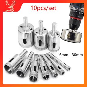 10 PCS Mata Bor Set Kaca Granit Keramik Marmer Batu HSS Holesaw Pelubang 6mm - 30mm