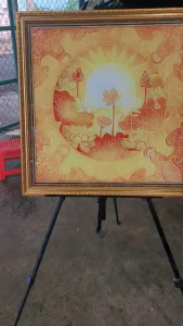 Tranh trúc chỉ tranh kính cường lực có khung chỉ phào có móc treo hoàn thiện có tặng đinh đóng tường treo tranh không cần khoan tường