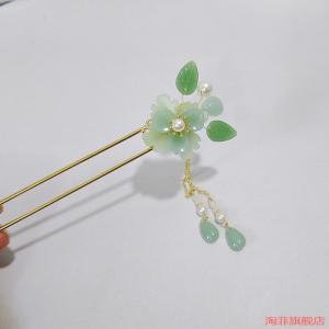 Elegant Pearl Flower Tassel Hairpin Alloy Traditional Chinese Style Womens Hair Accessories New 2024 Trendy Headwear