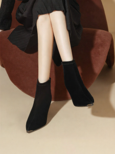 Josiny | Black Slim Elastic Fashion Ankle Boots