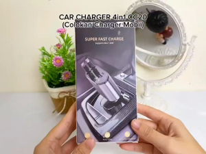 **【READY STOCK】120W Fast Car Charger Retractable Cable 4 In 1 Type-C & Lightning USB Pengisi Daya Mobil Pengisian Cepat**