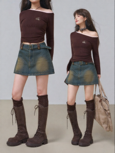 KEIKO | Chân Váy Denim Ngắn Giúp Gọn Gàng