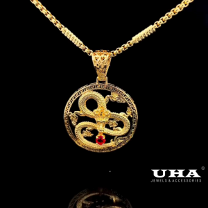 M1505 Mặt và dây chuyền nam đính rồng cao cấp sáng lấp lánh UHA