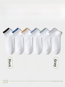 JINGCHI | Mens Cotton Running Socks Double-Cuff Short Tube Thin Black Sports Socks Teenage White Ankle-length Anti-Odor Summer Socks