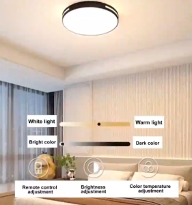 ไฟเพดานบ้าน สไตล์สวิตช์ โคมไฟติดเพดาน 18w 30cm โคมไฟเพดาน ไฟ LED ปรับแสงได้3สี โคมไฟติดเพดานทรงกลม