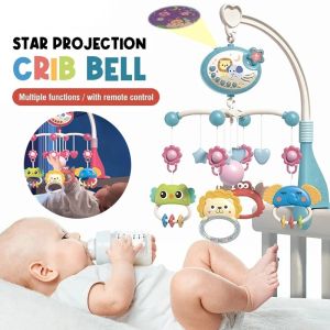 Baby Musical Bed Bell with Remote Control Rotating Projection Bed Bell Newborn Crib Mobile