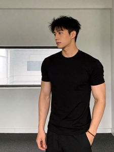 Gym American Style Chic Mens T-shirt Black Sorona Ice Feeling Short Sleeve