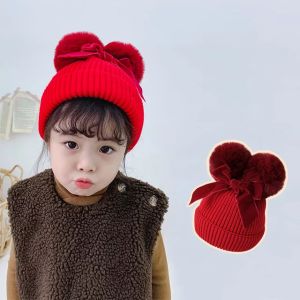 Topi Kupluk Pompom Pita Terbaru Bahan Katun Import