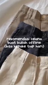 Celana Melva Slit Pants Wanita & Celana Panjang Kulot Gaya Korea Kekinian