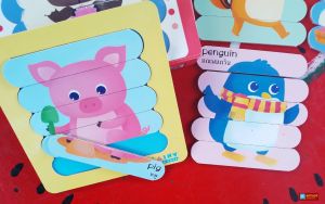 จิ๊กซอว์ไม้ไอติมสัตว์น่ารัก Animals Strip Puzzle (กล่องแดง)