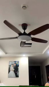 Quạt Trần Đèn 5 Cánh Màu Vân Gỗ Động Cơ Dc Điều Khiển 6 SốBảo Hành 2 Năm