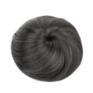 WIGSIN Synthetic Short Straight Hair Bun Chignon Clip in Hair Extension Black Brown Hairpiece for Women